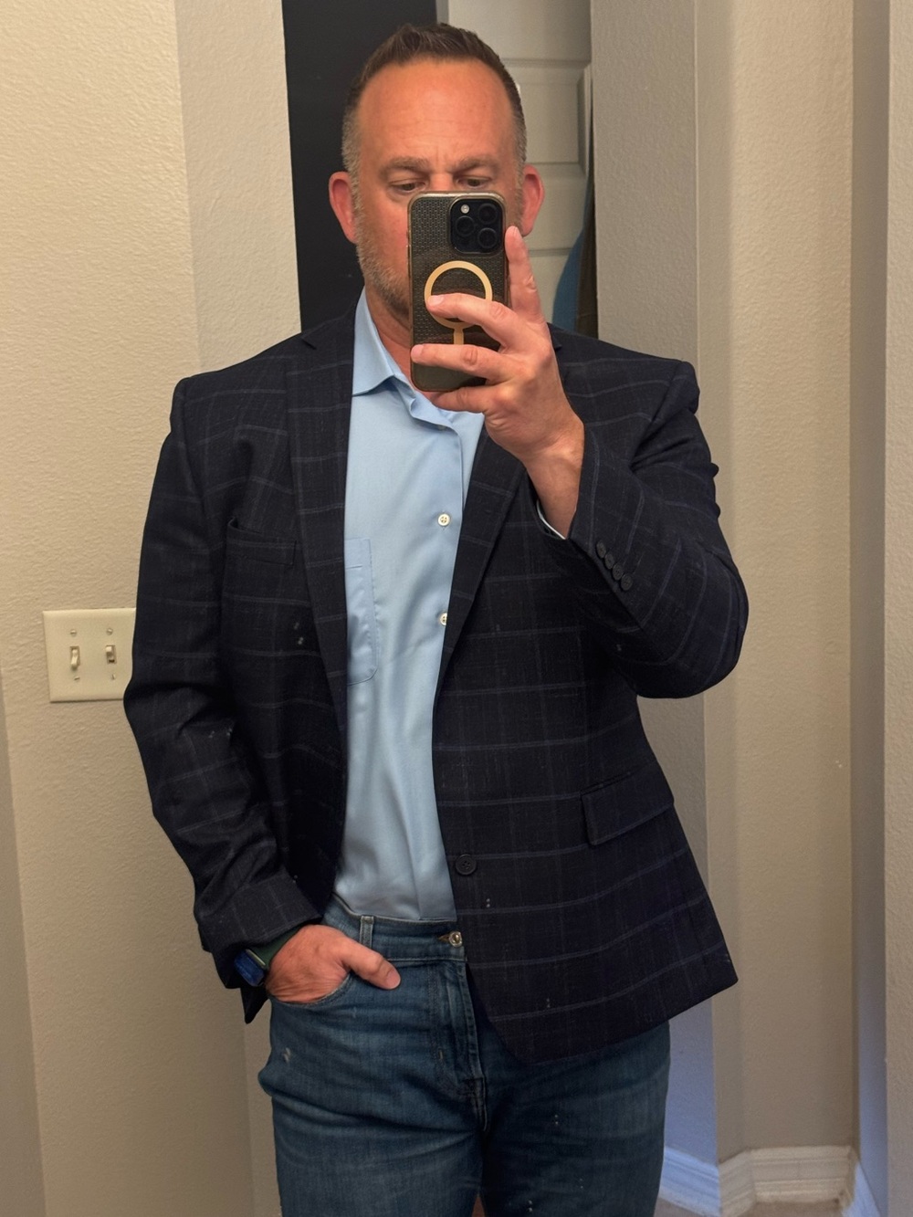 Apt. 9 Navy Windowpane Sport Coat